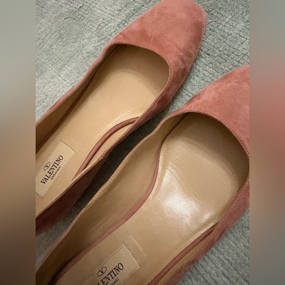 Valentino Dusty Pink Suede Ballet Flats 37.5 - Picture 5 of 15